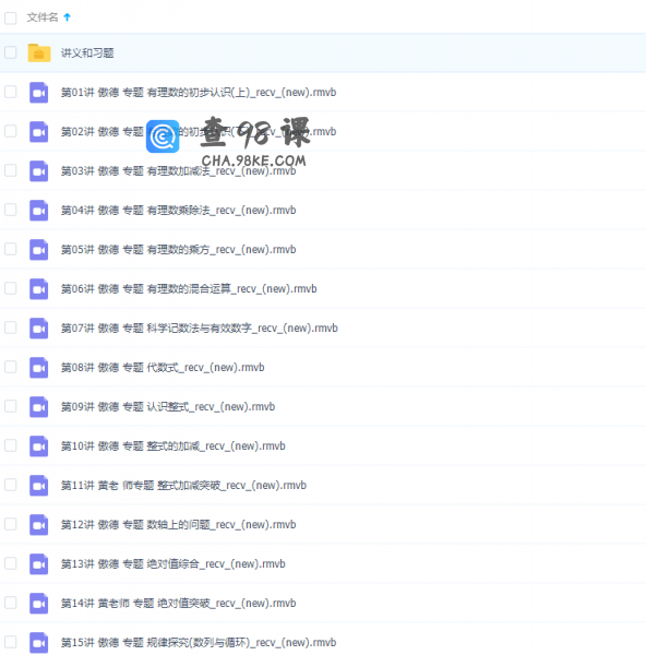 数学学习网初中傲德初一数学上学期课程（ 满分冲刺知识点）