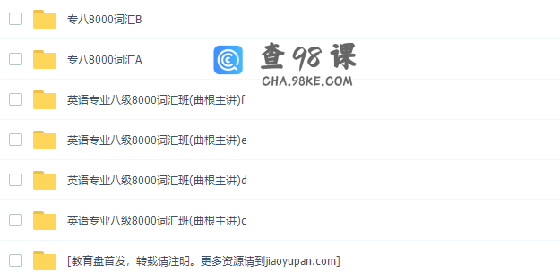 英语专业八级8000词汇班（曲根万词班速记视频）