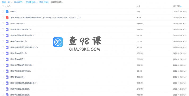 学而思陈谭飞初三化学暑假菁英班课程（2020酸碱盐溶解度）