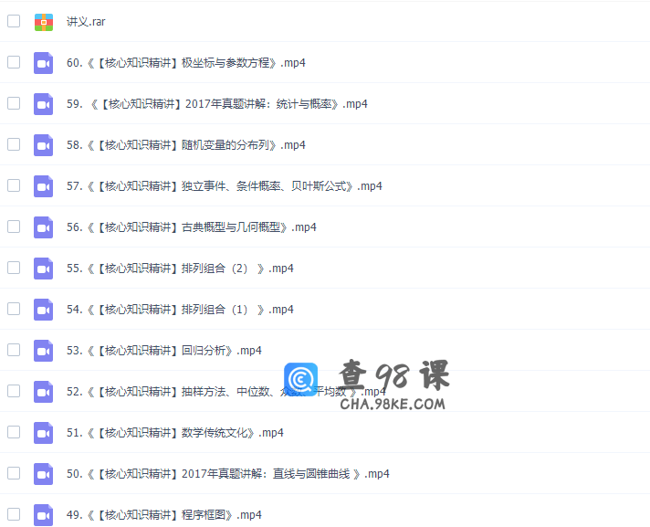 作业帮王自银高考数学零基础备考班视频（核心知识精讲）