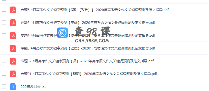 高考语文作文关键词预测及范文指导（2020可打印pdf）