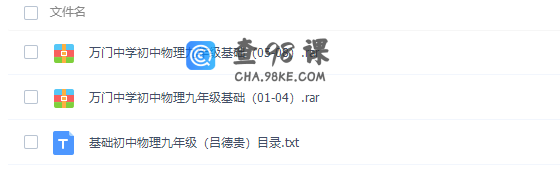 万门中学吕德贵初三物理课程（九年级基础）
