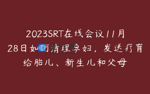 2023SRT在线会议11月28日如何清理孕妇，发送疗育给胎儿、新生儿和父母
