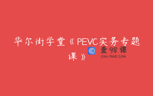 华尔街学堂《PEVC实务专题课》