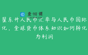 翟东升人民币汇率与人民币国际化,全球货币体系知识如何转化为利润