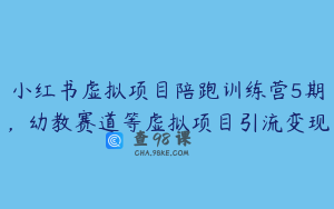 小红书虚拟项目陪跑训练营5期，幼教赛道等虚拟项目引流变现