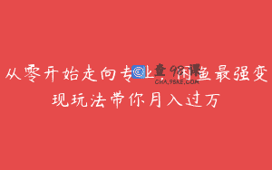 从零开始走向专业，闲鱼最强变现玩法带你月入过万