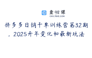 拼多多日销千单训练营第32期，2025开年变化和最新玩法