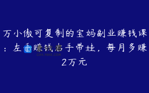 万小傲可复制的宝妈副业赚钱课：左手赚钱右手带娃，每月多赚2万元