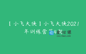 【小飞大侠】小飞大侠2021年训练营第4期