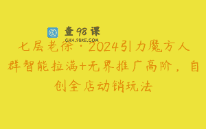 七层老徐·2024引力魔方人群智能拉满+无界推广高阶，自创全店动销玩法