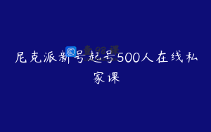 尼克派新号起号500人在线私家课