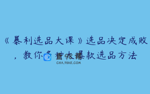 《暴利选品大课》选品决定成败，教你多种大爆款选品方法