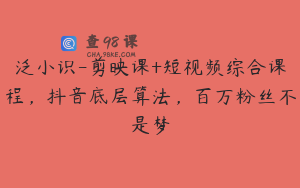 泛小识-剪映课+短视频综合课程,抖音底层算法,百万粉丝不是梦