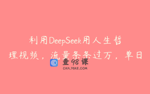 利用DeepSeek用人生哲理视频，流量条条过万，单日