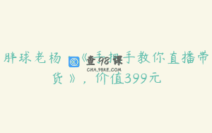 胖球老杨·《手把手教你直播带货》，价值399元