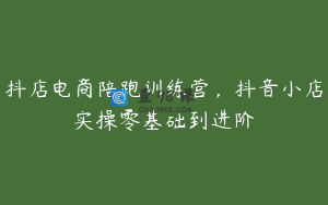 抖店电商陪跑训练营，抖音小店实操零基础到进阶