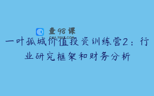 一叶孤城价值投资训练营2：行业研究框架和财务分析