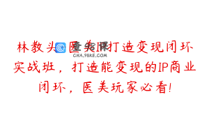 林教头-医美IP打造变现闭环实战班，打造能变现的IP商业闭环，医美玩家必看!