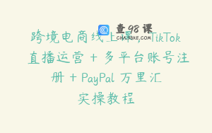 跨境电商线上课，TikTok 直播运营 + 多平台账号注册 + PayPal 万里汇实操教程