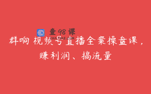 群响・视频号直播全案操盘课，赚利润、搞流量