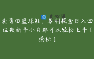 卖莆田篮球鞋，暴利掘金日入四位数新手小白都可以轻松上手【揭秘】