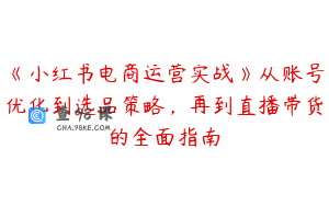 《小红书电商运营实战》从账号优化到选品策略，再到直播带货的全面指南
