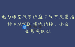 无为课堂股票讲座《股票交易指标》MACD+均线指标，小白交易实战班