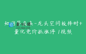 知网等鱼来-龙头空间板择时+量化竞价抓涨停 1视频