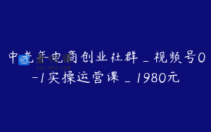中老年电商创业社群_视频号0-1实操运营课_1980元