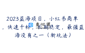 2023蓝海项目,小红书商单,快速千粉,长期稳定,最强蓝海没有之一(新玩法)