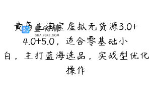 黄岛主淘宝虚拟无货源3.0+4.0+5.0，适合零基础小白，主打蓝海选品，实战型优化操作
