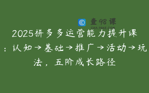 2025拼多多运营能力提升课：认知→基础→推广→活动→玩法，五阶成长路径