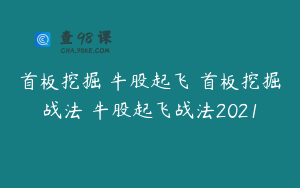 首板挖掘 牛股起飞 首板挖掘战法 牛股起飞战法2021