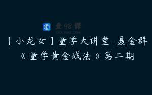 【小龙女】量学大讲堂-聂金群《量学黄金战法》第二期