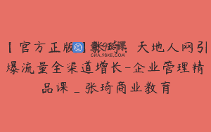 【官方正版】张琦:天地人网引爆流量全渠道增长-企业管理精品课_张琦商业教育