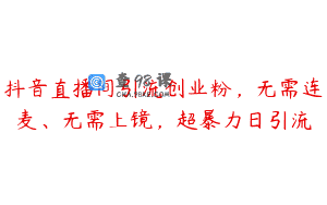 抖音直播间引流创业粉，无需连麦、无需上镜，超暴力日引流