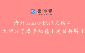 海外tiktok小说推文榜二大佬分享爆单秘籍【项目拆解】