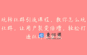 玩转社群引流课程，教你怎么玩社群，让用户裂变倍增，轻松打造社群流量池