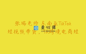 张瑞老师・东南亚TikTok短视频带货，TK跨境电商短