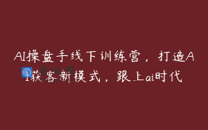 AI操盘手线下训练营，打造AI获客新模式，跟上ai时代