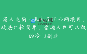 猎人电商·孔夫子旧书网项目,玩法比较简单,普通人也可以做的冷门副业