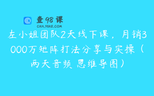 左小姐团队2天线下课，月销3000万矩阵打法分享与实操（两天音频➕思维导图）