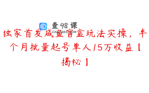独家首发咸鱼盲盒玩法实操，半个月批量起号单人15万收益【揭秘】