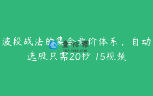 波段战法的集合竞价体系，自动选股只需20秒 15视频