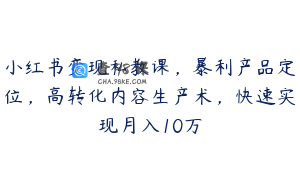 小红书变现私教课，暴利产品定位，高转化内容生产术，快速实现月入10万
