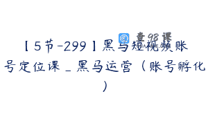 【5节-299】黑马短视频账号定位课_黑马运营（账号孵化）