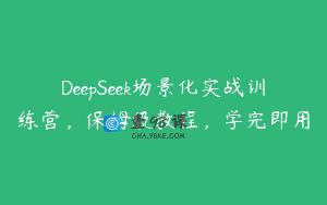 DeepSeek场景化实战训练营，保姆级教程，学完即用