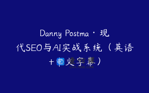Danny Postma·现代SEO与AI实战系统（英语+中文字幕）