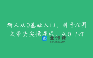 新人从0基础入门，抖音AI图文带货实操课程，从0-1打